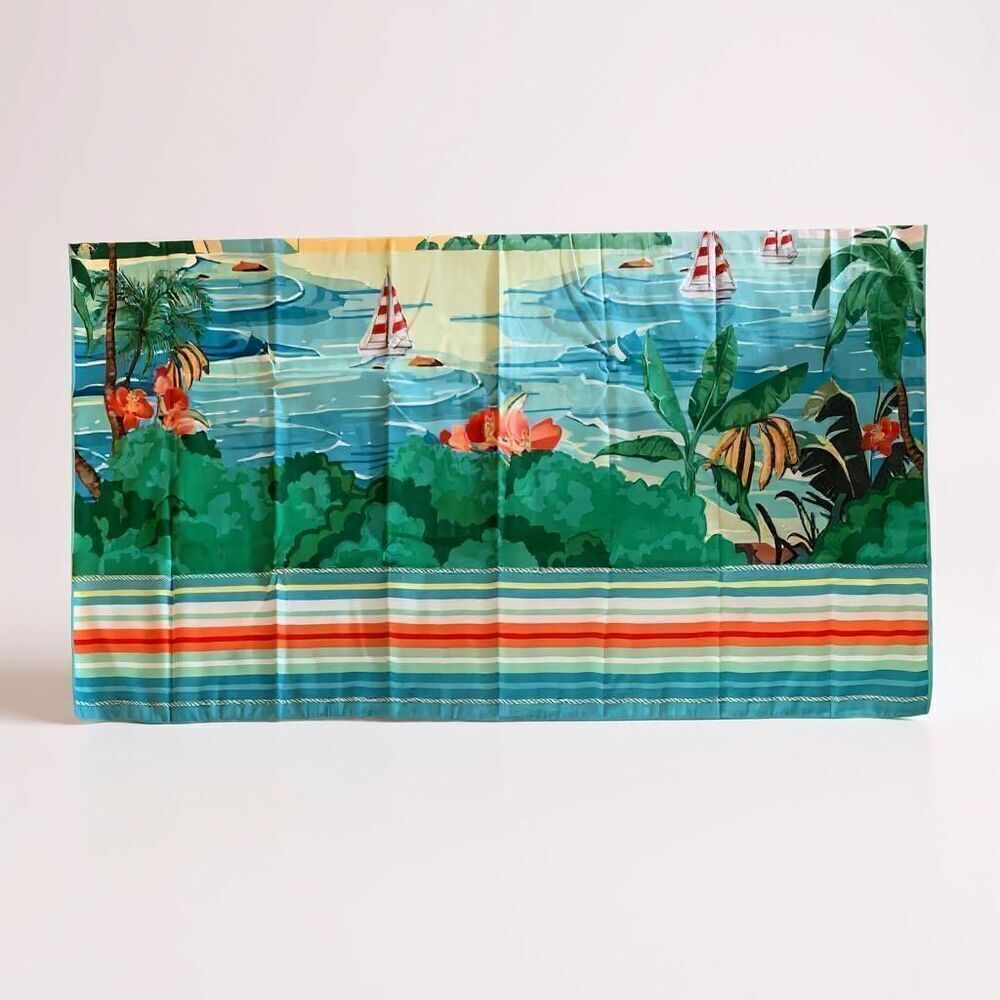 Caro Tropical Sunset Beach Blanket – Reversible Multi Coastal Art, 60x60